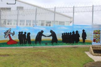 Remembrance mural painted on wall