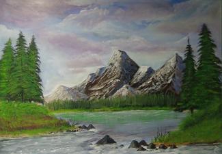 Painting of mountain scene